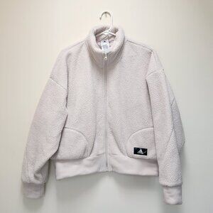 adidas cream faux shearling fleece jacket